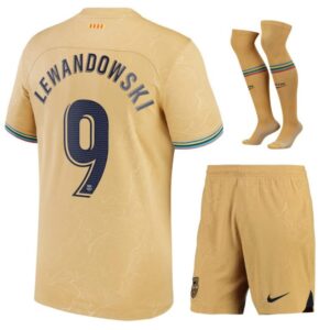 Maillot Kit Enfant Barca 2022 2023 Extérieur Lewandowski